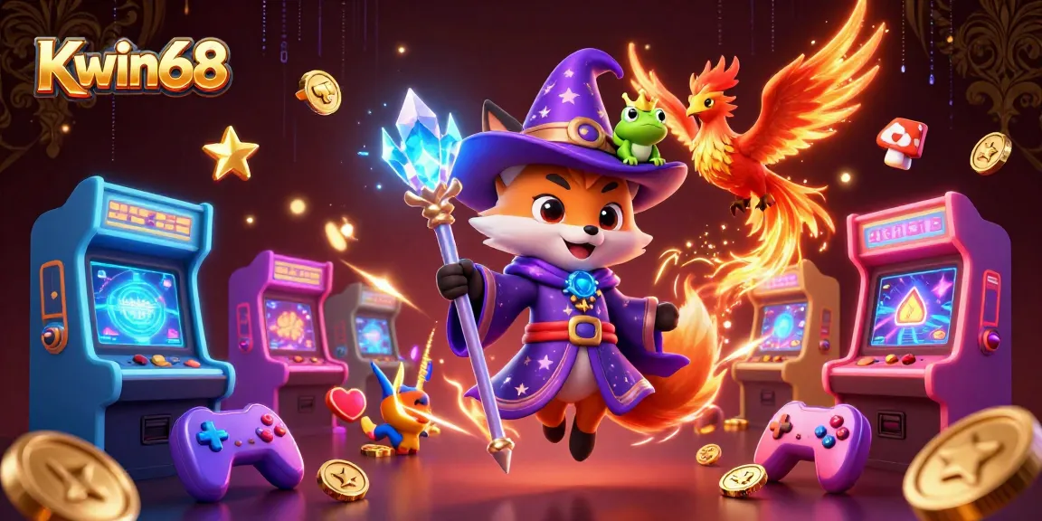 Experience the excitement of Kwin68 with dazzling 3D casino characters and vibrant gaming elements.