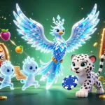 Experience thrilling slot action with VIN88's dazzling phoenix, glowing sprites, and vibrant game elements.