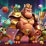 Experience winning at mana88 with a vibrant 3D illustration featuring dynamic sports elements around iconic characters.