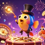 Experience thrilling gameplay at Open88 with animated casino-themed characters attracting golden coins and treasures in a vibrant scene.