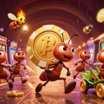 Engage with 78Win's thrilling casino heist featuring animated ants carrying a giant poker chip.