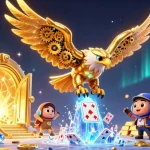 Experience excitement at online credit card casinos with glowing treasures and dynamic gaming elements in an enticing 3D scene.