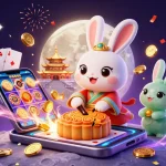 Join the excitement at KO66, where a moon rabbit celebrates with casino games and golden winnings.