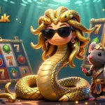 Enjoy thrilling gameplay at credit card casinos uk with our charming Medusa, warrior mouse, and vibrant slot machine scene.