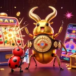 Experience thrilling gaming with 28win's vibrant casino scene featuring a giant stag beetle and dynamic game elements.