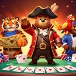 Engage in thrilling gameplay at rr88 trang chính with poker tables, vibrant characters, and luxurious casino atmosphere.