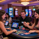 Dynamic gaming scene at eviz.org.uk featuring players engaged in credit card casino action, showcasing excitement and vibrant atmosphere.