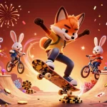 Experience thrilling action in gg88 live with a dynamic scene of cartoon characters performing tricks and celebrating