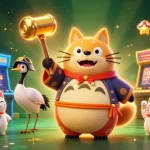 Engage in thrilling gameplay at TR88 with a vibrant 3D scene of lucky symbols and characters.