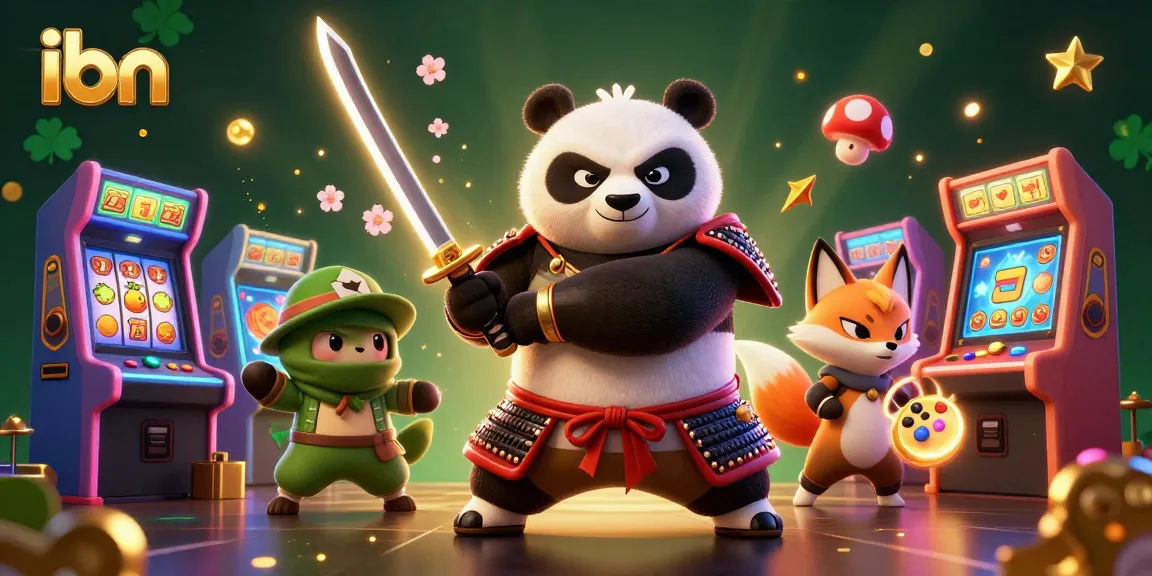 Engage in exhilarating online gaming at ibn with a fierce samurai panda and magical characters.