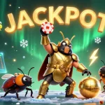Engage with UU88, where a triumphant beetle celebrates a jackpot amidst vibrant casino elements.