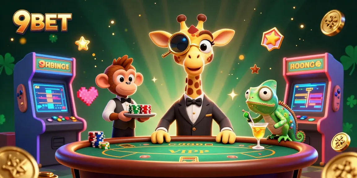 Experience thrilling casino games at 9BET with vibrant characters and dynamic gaming scenes.