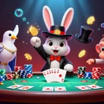 Experience the thrill of gaming at 33WIN with a magical casino illustration featuring poker and vibrant characters.