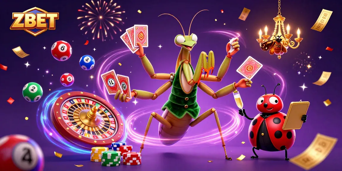 ZBET encapsulates the thrill of online betting with a vibrant casino scene featuring unique characters and dynamic game elements.