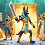 Engage with the excitement of 11bet com as Anubis and Bastet illuminate a treasure chest.