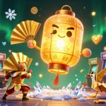 Play dynamic online blackjack USA with a glowing lantern spirit above a vibrant casino.