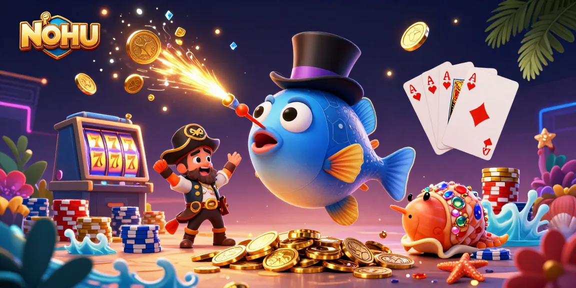 Engage with NOHU's thrilling slots, featuring a deep-sea anglerfish and dynamic casino elements.