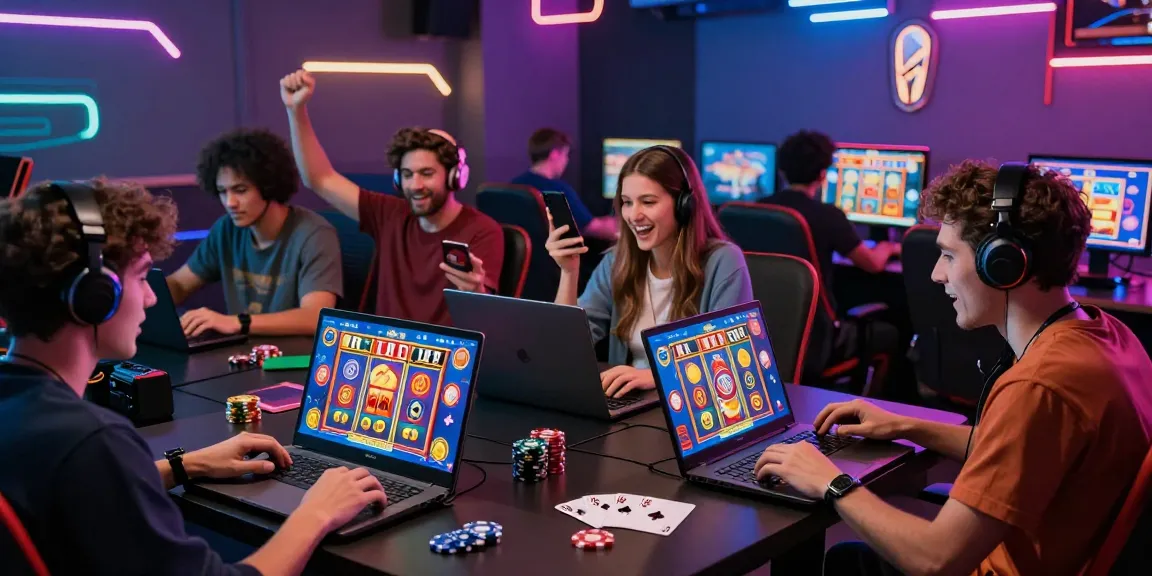 Exciting online gaming scene highlighting the best credit card casinos with diverse players engaged in vibrant digital games.