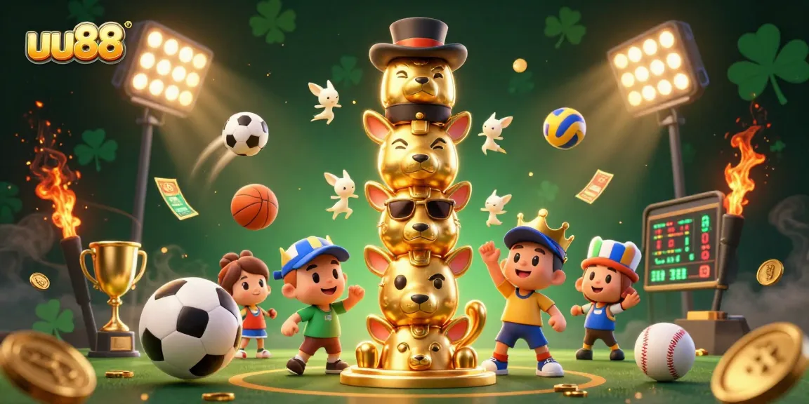 Experience dynamic betting action with uu88, featuring vibrant sports elements and iconic casino icons.