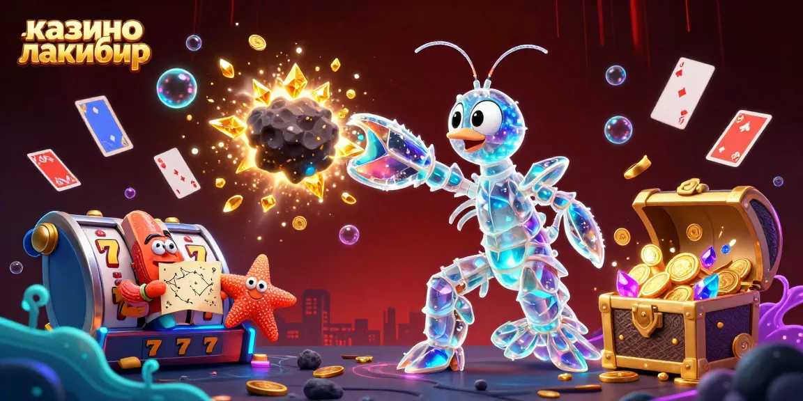Experience thrilling wins at казино лакибир with vibrant illustrations of casino games amid bursting treasure.