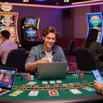 Players enjoying exciting games at non UK casinos available on https://sssk.org.uk, showcasing live blackjack and colorful interfaces.